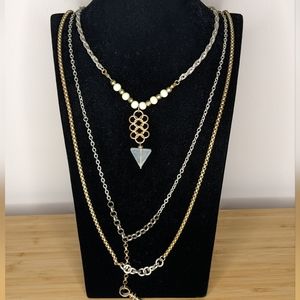 Multi chain silver and gold necklace